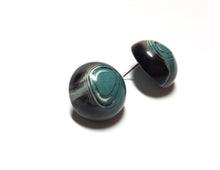 Load image into Gallery viewer, Slate Blue &amp; Black Agate Retro Button Stud Earrings