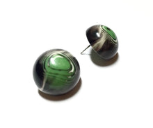 Load image into Gallery viewer, Moss Green Agate Marbled Retro Button Stud Earrings