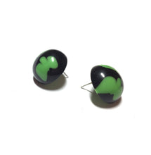 Load image into Gallery viewer, Black and Green Batik Pattern Retro Button Stud Earrings