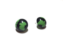 Load image into Gallery viewer, Black and Green Batik Pattern Retro Button Stud Earrings