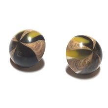 Load image into Gallery viewer, Brown &amp; Beige Marbled Batik Retro Button Stud Earrings