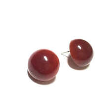 Load image into Gallery viewer, Carnelian Red Retro Button Stud Earrings *