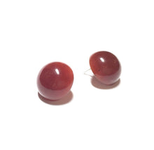 Load image into Gallery viewer, Carnelian Red Retro Button Stud Earrings *