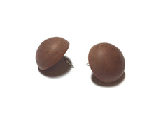 Load image into Gallery viewer, Coffee Brown Marbled Matte Retro Button Stud Earrings