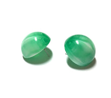 Load image into Gallery viewer, Kelly Green Marbled Striped Moonglow Retro Button Stud Earrings