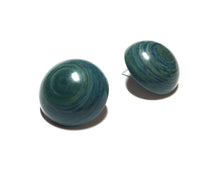 Load image into Gallery viewer, Teal Blue Marbled Retro Button Stud Earrings