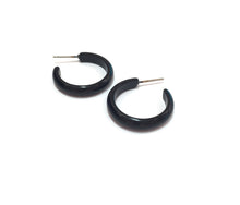 Load image into Gallery viewer, Black Shiny Moonglow Skinny Perfect Hoop Earrings