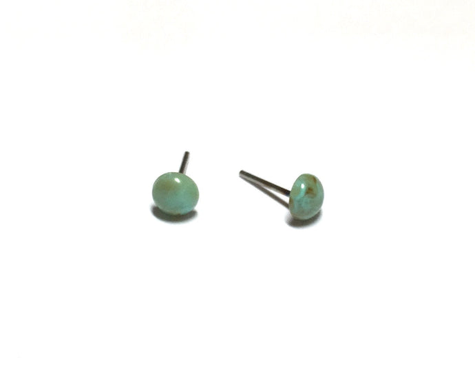 Tiny Turquoise Marbled Lucite Stud Earrings