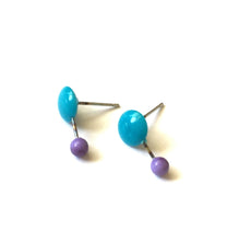 Load image into Gallery viewer, Turquoise &amp; Purple Geo Stud Earrings