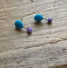 Load image into Gallery viewer, Turquoise &amp; Purple Geo Stud Earrings