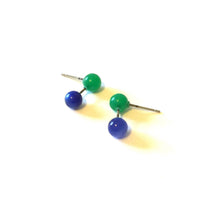 Load image into Gallery viewer, Emerald &amp; Blue Moonglow Geo Stud Earrings