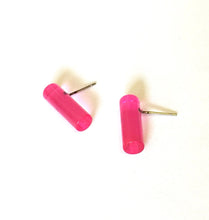 Load image into Gallery viewer, Hot Pink Mini Lucite Stick Stud Earrings