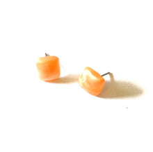 Load image into Gallery viewer, Peach Enamel Flat Square Stud Earrings
