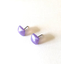 Load image into Gallery viewer, Lavender Enamel Flat Square Stud Earrings