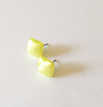 Load image into Gallery viewer, Yellow Enamel Flat Square Stud Earrings