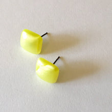 Load image into Gallery viewer, Yellow Enamel Flat Square Stud Earrings