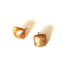 Load image into Gallery viewer, Copper Enamel Flat Square Stud Earrings