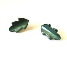 Load image into Gallery viewer, Forest Green Moonglow Oak Leaf Stud Earrings