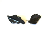 Load image into Gallery viewer, Black Swirled Leaf Vintage Lucite Stud Earrings
