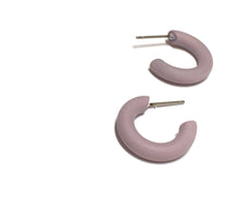 Load image into Gallery viewer, Lavender Matte Tiny Tube Hoop Earrings