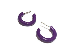 Load image into Gallery viewer, Dark Purple Tiny Tube Hoop Earrings