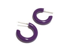 Load image into Gallery viewer, Dark Purple Tiny Tube Hoop Earrings