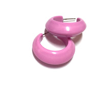 Load image into Gallery viewer, Pink Pinched Bulb Hoop Earrings