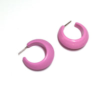 Load image into Gallery viewer, Pink Pinched Bulb Hoop Earrings