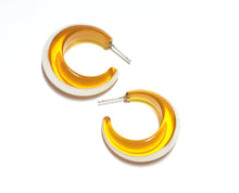 Load image into Gallery viewer, Yellow &amp; White Pinched Bulb Hoop Earrings