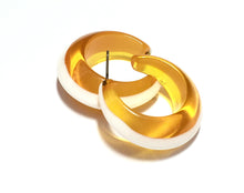 Load image into Gallery viewer, Yellow &amp; White Pinched Bulb Hoop Earrings