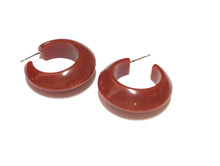 Load image into Gallery viewer, Rust Speckled Pinched Bulb Hoop Earrings