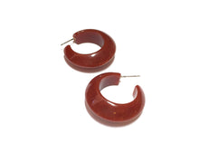 Load image into Gallery viewer, Rust Speckled Pinched Bulb Hoop Earrings