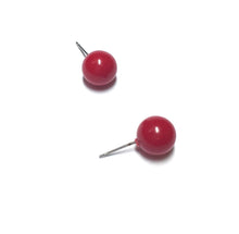 Load image into Gallery viewer, Cherry Red Petite Ball Stud Earrings