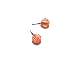 Load image into Gallery viewer, Orange &amp; White Striped Ball Stud Earrings