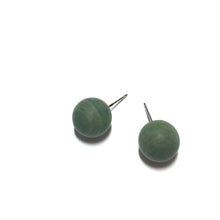 Load image into Gallery viewer, Evergreen Marbled Matte Ball Stud Earrings
