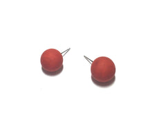 Load image into Gallery viewer, Rust Marbled Matte Orange Ball Stud Earrings