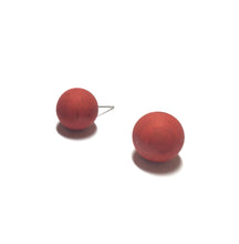 Load image into Gallery viewer, Rust Marbled Matte Orange Ball Stud Earrings