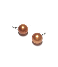 Load image into Gallery viewer, Bright Metallic Copper Ball Stud Earrings