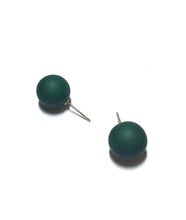 Load image into Gallery viewer, Dark Forest Green Matte Ball Stud Earrings
