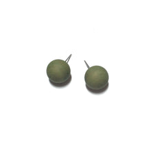 Load image into Gallery viewer, Olive Green Matte Ball Stud Earrings