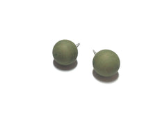 Load image into Gallery viewer, Olive Green Matte Ball Stud Earrings