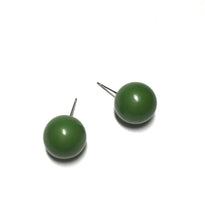 Load image into Gallery viewer, Dark Drab Green Ball Stud Earrings