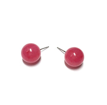Load image into Gallery viewer, Dark Pink Marbled Ball Stud Earrings