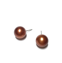 Load image into Gallery viewer, Dark Copper Metallic Ball Stud Earrings