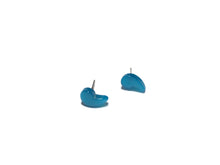 Load image into Gallery viewer, Aqua Blue Moonglow Vintage Comma Stud Earrings