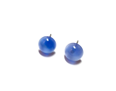 Royal Blue Moonglow Retro Button Stud Earrings
