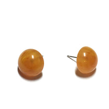Load image into Gallery viewer, Amber Yellow Marbled Lucite Retro Button Stud Earrings