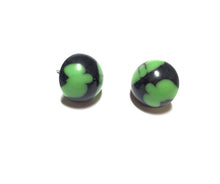 Load image into Gallery viewer, Black and Green Batik Retro Button Stud Earrings
