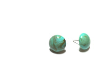 Load image into Gallery viewer, Turquoise Marbled Retro Button Stud Earrings - 14mm
