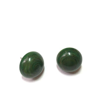 Load image into Gallery viewer, Dark Green Marbled Lucite Retro Button Stud Earrings